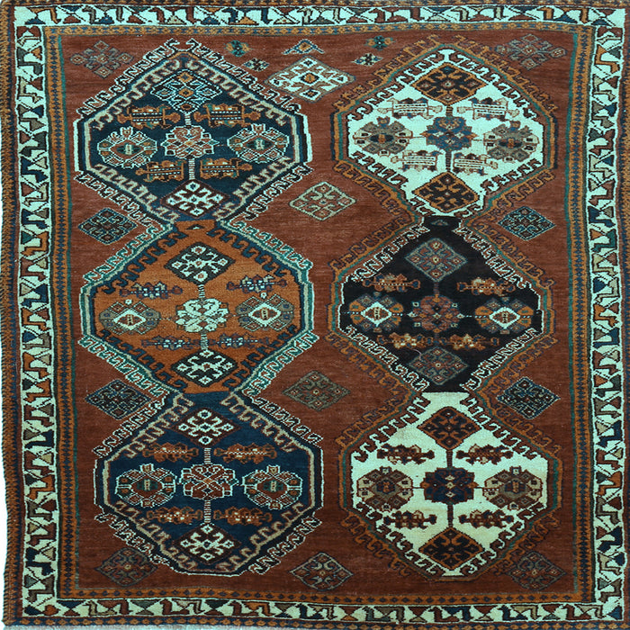 Square Machine Washable Persian Light Blue Traditional Rug, wshtr859lblu
