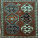 Square Machine Washable Persian Light Blue Traditional Rug, wshtr859lblu