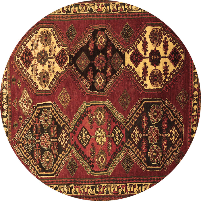 Round Persian Brown Traditional Rug, tr859brn