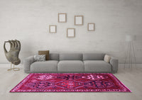 Machine Washable Persian Pink Traditional Rug, wshtr859pnk