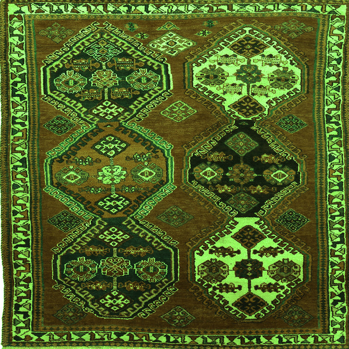 Round Machine Washable Persian Green Traditional Area Rugs, wshtr859grn