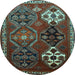 Round Persian Light Blue Traditional Rug, tr859lblu