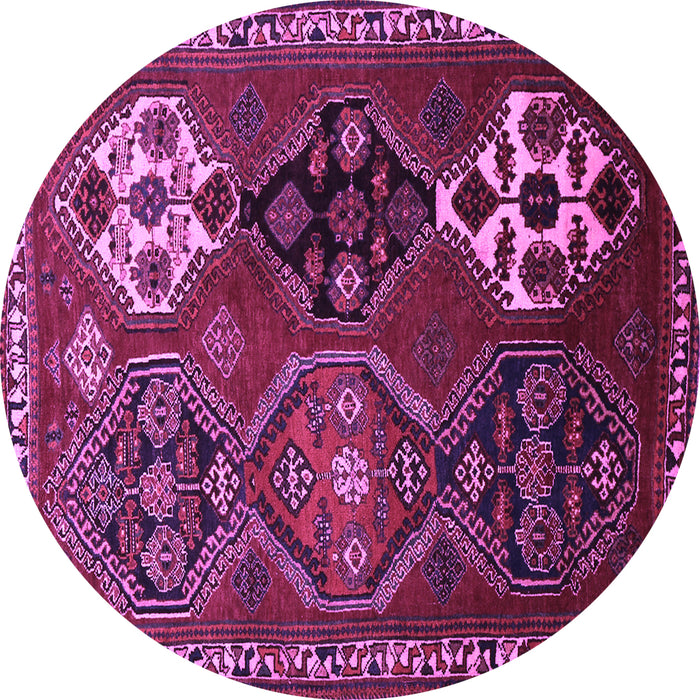 Round Machine Washable Persian Purple Traditional Area Rugs, wshtr859pur