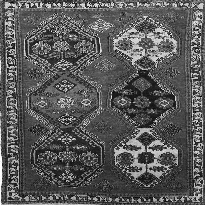 Round Machine Washable Persian Gray Traditional Rug, wshtr859gry
