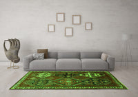 Machine Washable Persian Green Traditional Rug, wshtr859grn