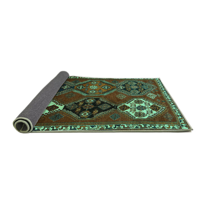 Sideview of Persian Turquoise Traditional Rug, tr859turq