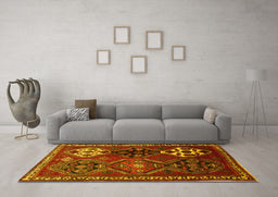 Machine Washable Persian Yellow Traditional Rug in a Living Room, wshtr859yw