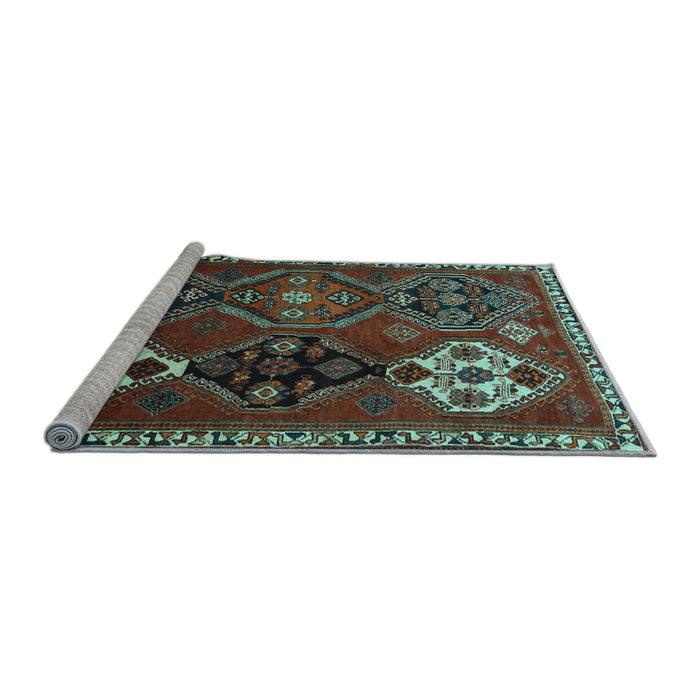 Sideview of Machine Washable Persian Light Blue Traditional Rug, wshtr859lblu