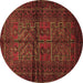Round Persian Brown Traditional Rug, tr85brn