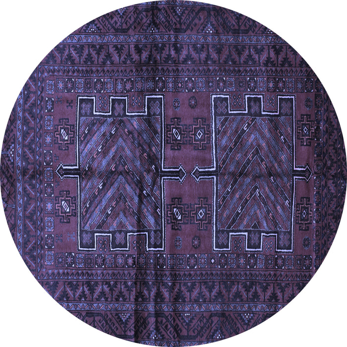 Round Machine Washable Persian Blue Traditional Rug, wshtr85blu