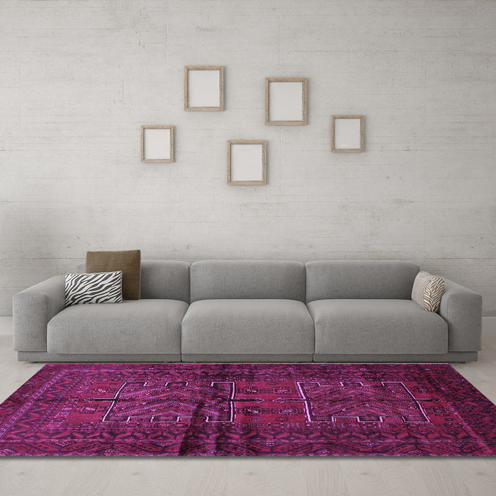 Machine Washable Persian Purple Traditional Area Rugs in a Living Room, wshtr85pur