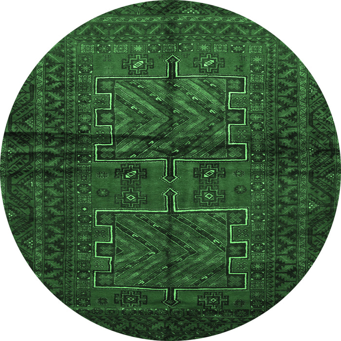Round Machine Washable Persian Emerald Green Traditional Area Rugs, wshtr85emgrn