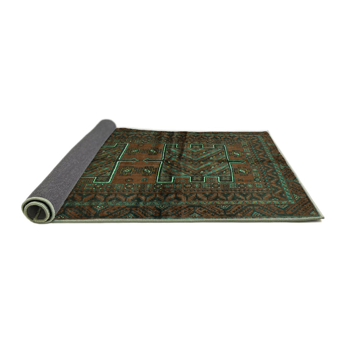 Sideview of Persian Turquoise Traditional Rug, tr85turq