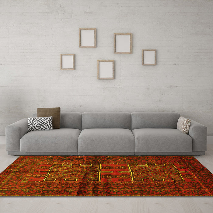 Machine Washable Persian Yellow Traditional Rug in a Living Room, wshtr85yw