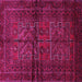 Square Machine Washable Persian Pink Traditional Rug, wshtr85pnk