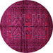 Round Persian Pink Traditional Rug, tr85pnk
