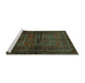 Sideview of Machine Washable Persian Turquoise Traditional Area Rugs, wshtr85turq