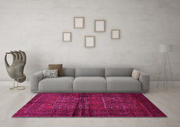 Machine Washable Persian Pink Traditional Rug in a Living Room, wshtr85pnk