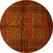 Round Persian Yellow Traditional Rug, tr85yw