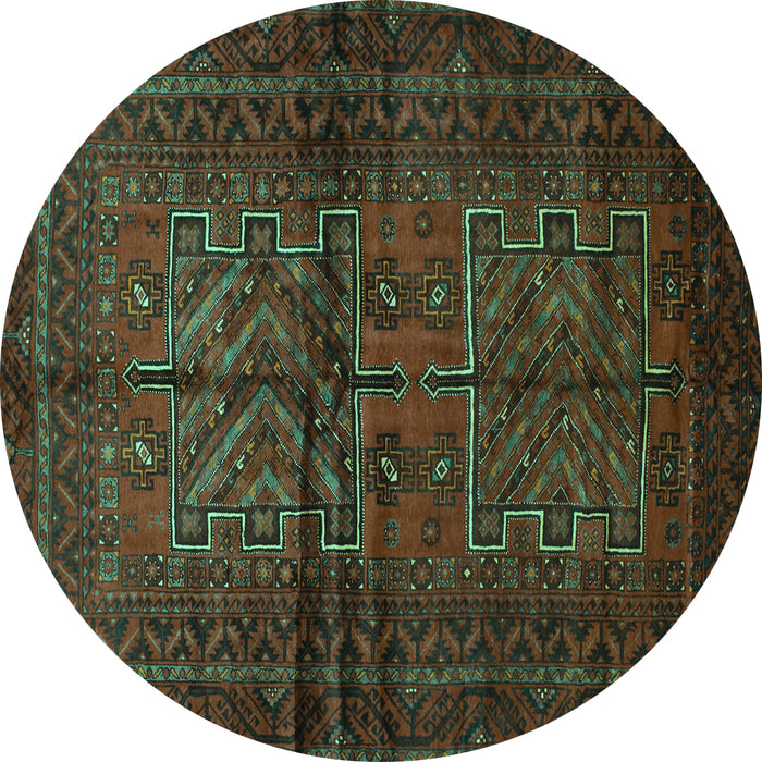 Round Persian Turquoise Traditional Rug, tr85turq
