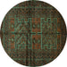 Round Persian Turquoise Traditional Rug, tr85turq