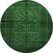 Round Persian Emerald Green Traditional Rug, tr85emgrn