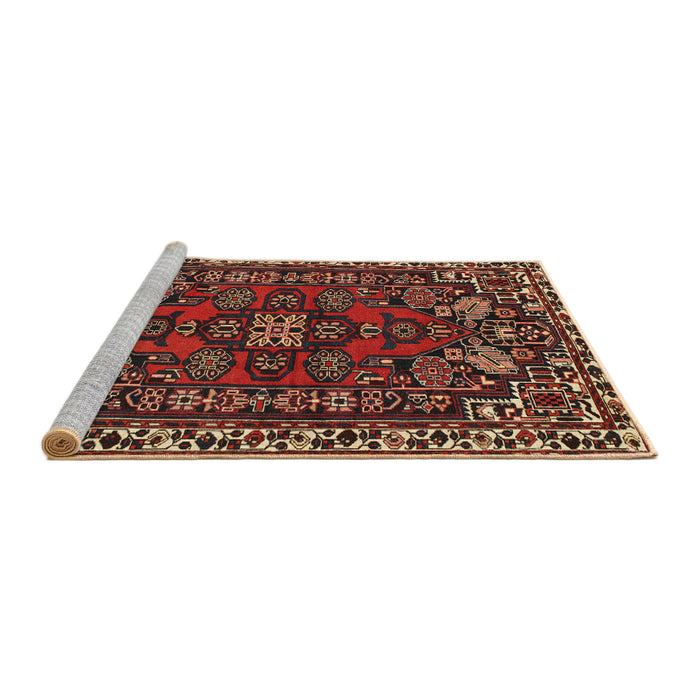 Sideview of Machine Washable Traditional Saffron Red Rug, wshtr86