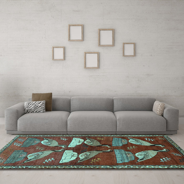 Machine Washable Persian Light Blue Traditional Rug in a Living Room, wshtr860lblu