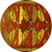 Round Persian Yellow Traditional Rug, tr860yw