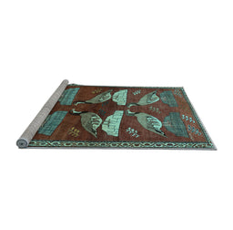 Sideview of Machine Washable Persian Light Blue Traditional Rug, wshtr860lblu