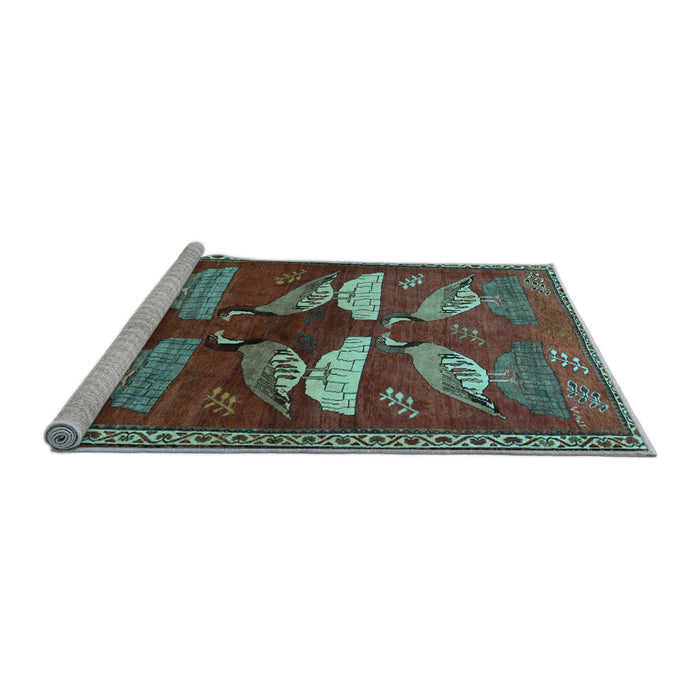 Sideview of Machine Washable Persian Light Blue Traditional Rug, wshtr860lblu
