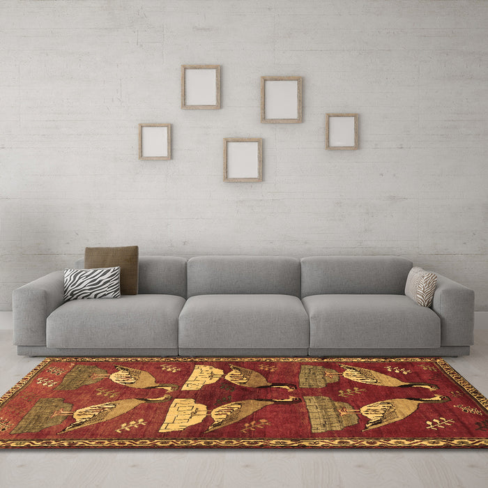 Machine Washable Persian Brown Traditional Rug in a Living Room,, wshtr860brn