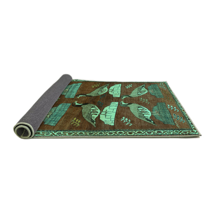 Sideview of Persian Turquoise Traditional Rug, tr860turq