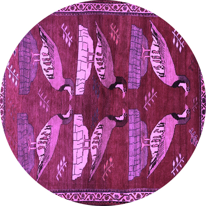 Round Persian Purple Traditional Rug, tr860pur
