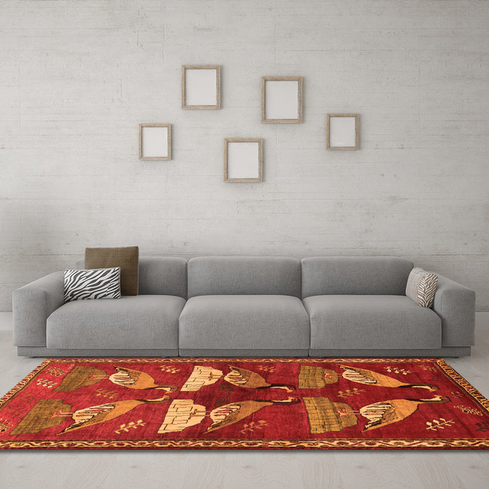Machine Washable Persian Orange Traditional Area Rugs in a Living Room, wshtr860org