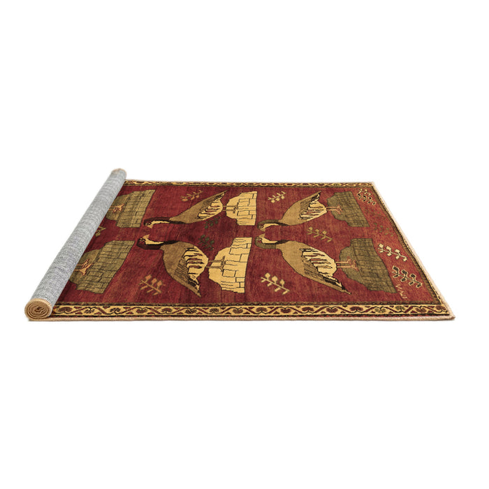 Sideview of Machine Washable Persian Brown Traditional Rug, wshtr860brn