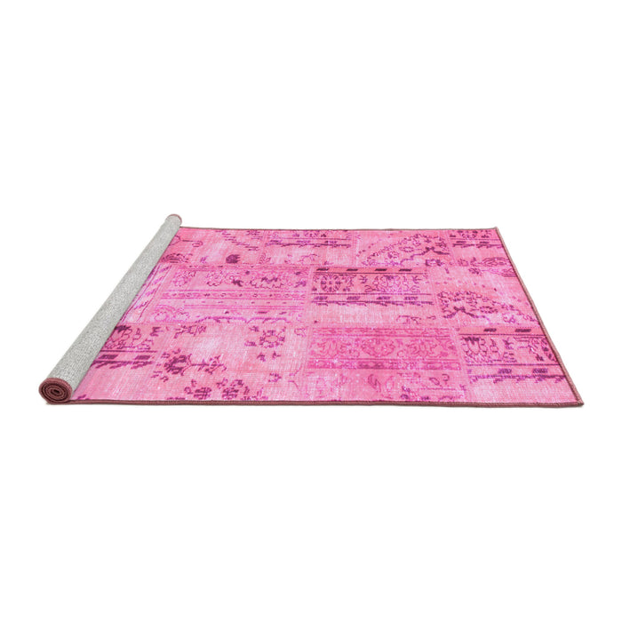 Sideview of Machine Washable Persian Pink Traditional Rug, wshtr861pnk