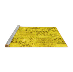 Sideview of Machine Washable Persian Yellow Traditional Rug, wshtr861yw