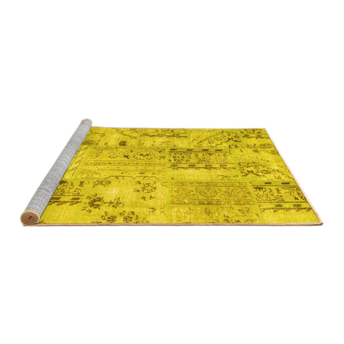 Sideview of Machine Washable Persian Yellow Traditional Rug, wshtr861yw