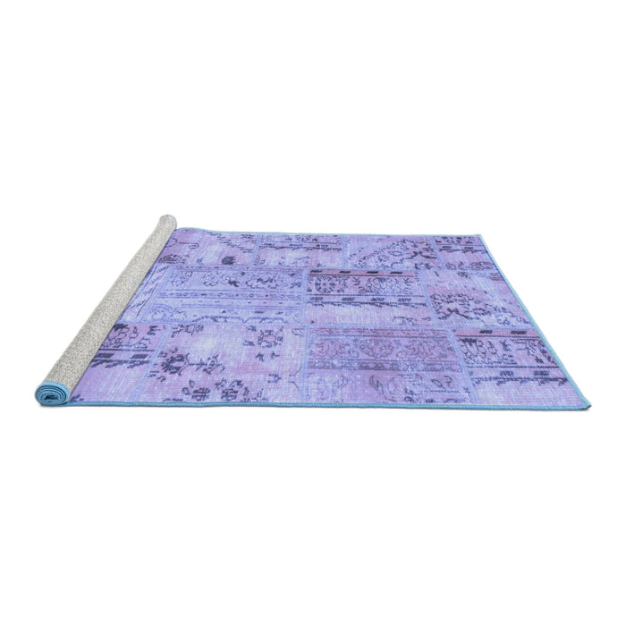 Sideview of Machine Washable Persian Blue Traditional Rug, wshtr861blu