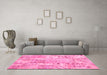 Machine Washable Persian Pink Traditional Rug in a Living Room, wshtr861pnk