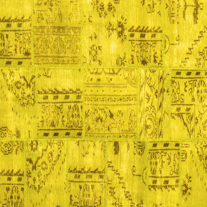 Square Machine Washable Persian Yellow Traditional Rug, wshtr861yw