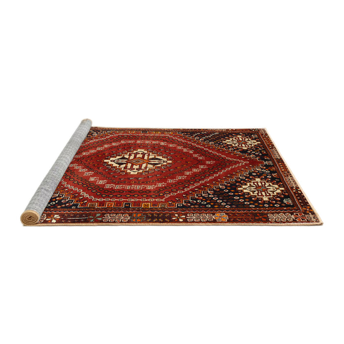 Sideview of Machine Washable Traditional Tomato Red Rug, wshtr862