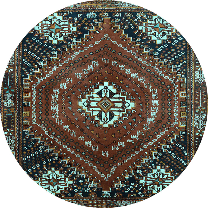 Round Machine Washable Persian Light Blue Traditional Rug, wshtr862lblu