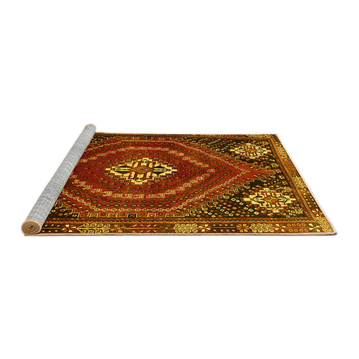 Sideview of Machine Washable Persian Yellow Traditional Rug, wshtr862yw