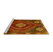 Sideview of Machine Washable Persian Yellow Traditional Rug, wshtr862yw