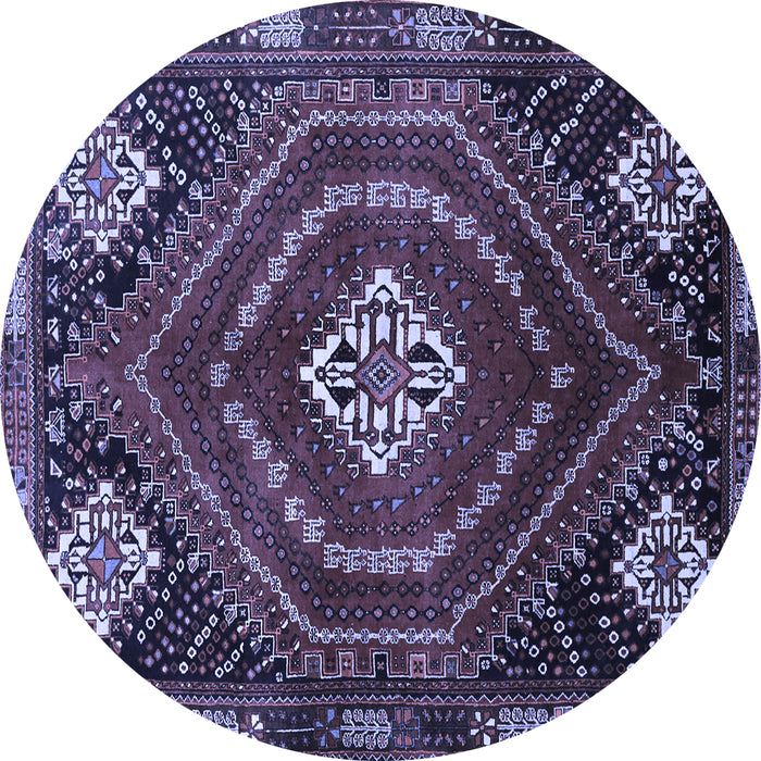 Round Machine Washable Persian Blue Traditional Rug, wshtr862blu
