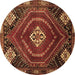 Round Machine Washable Persian Brown Traditional Rug, wshtr862brn