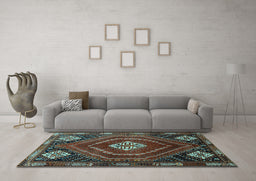 Machine Washable Persian Light Blue Traditional Rug in a Living Room, wshtr862lblu