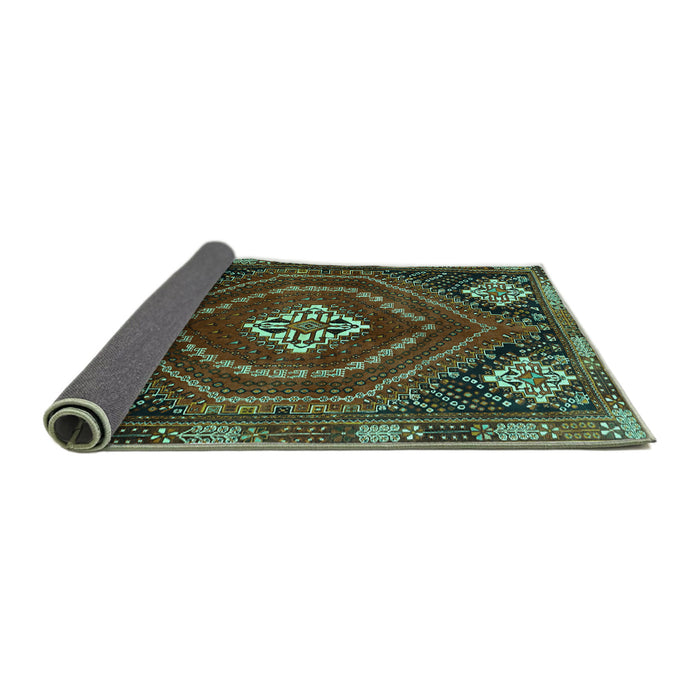 Sideview of Persian Turquoise Traditional Rug, tr862turq